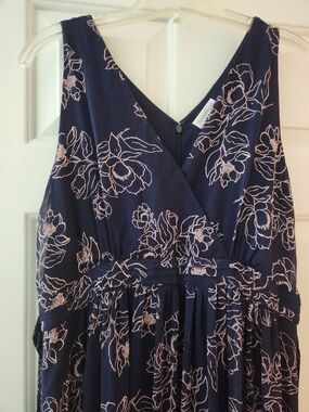 Motherhood Maternity Floral Long Navy Dress- Formal, Baby Shower, Size Medium